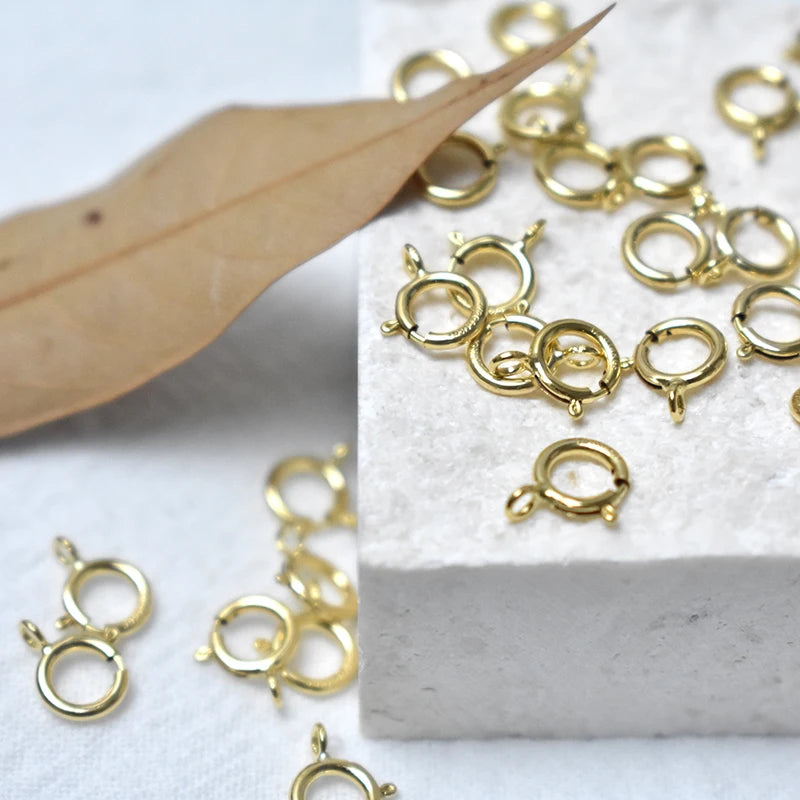 14K Gold Filled Spring Ring Clasps Hooks Bulk Wholesale Supplies for Bracelets Necklace Making Handmade Jewelry Findings