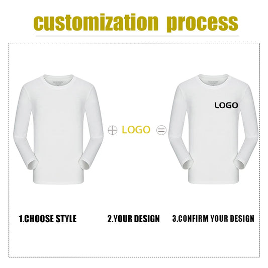 100%Cotton Men's Crew Neck T-shirt Custom Autumn Long Sleeve Solid Color Shirt Fashion Casual Tee Shirt Embroidery Company Brand